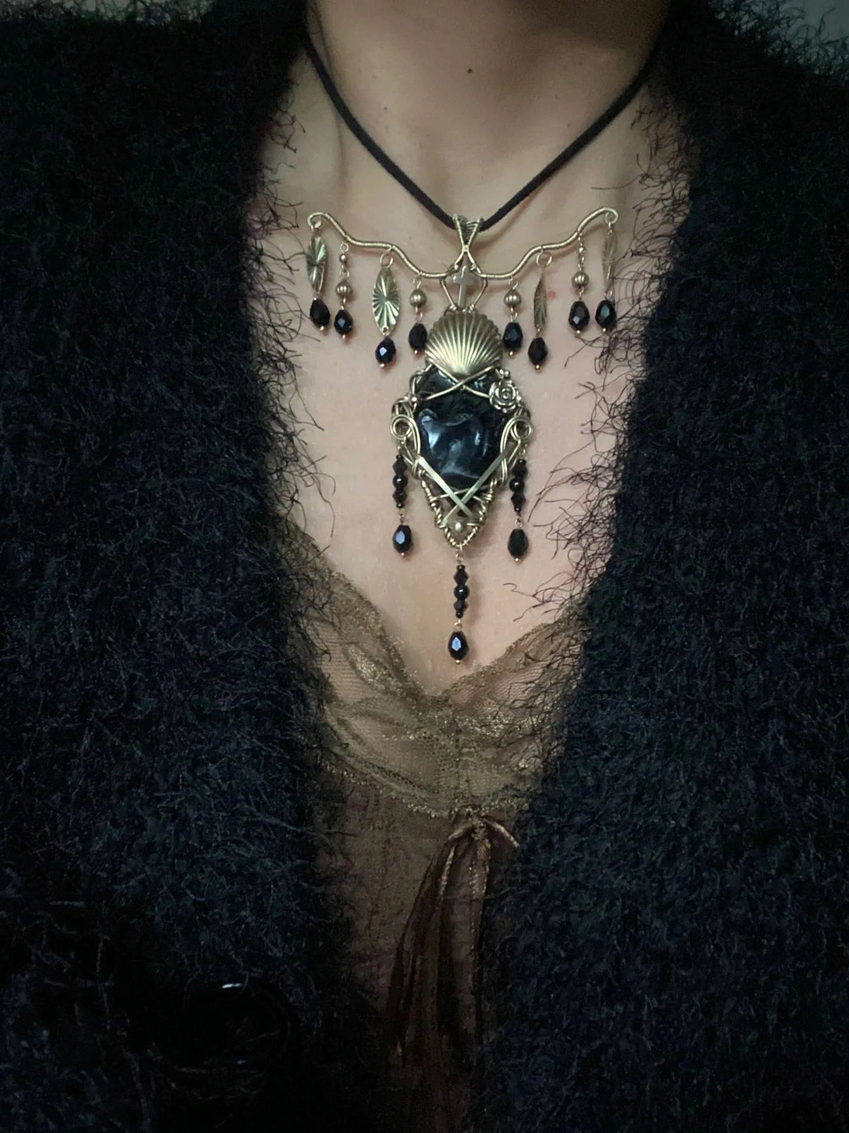 Obsidian Reliquary Pendant